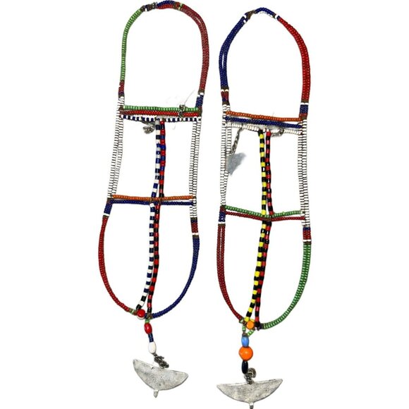 Collectible Authentic Vintage Ethnic Handmade Glass Beaded Earrings